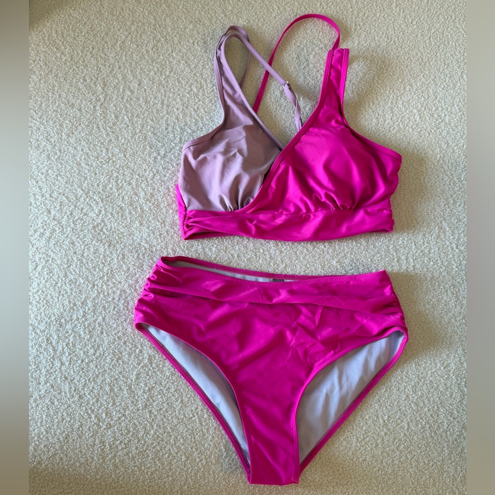 Pink Block Bikini Set 0XL
